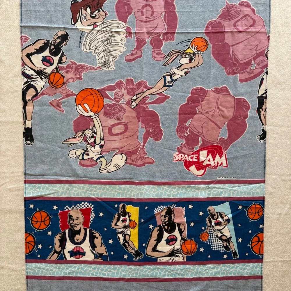 2pc Vintage 1996 Space Jam Curtain Panels Michael Jordan Looney Tunes 35x87